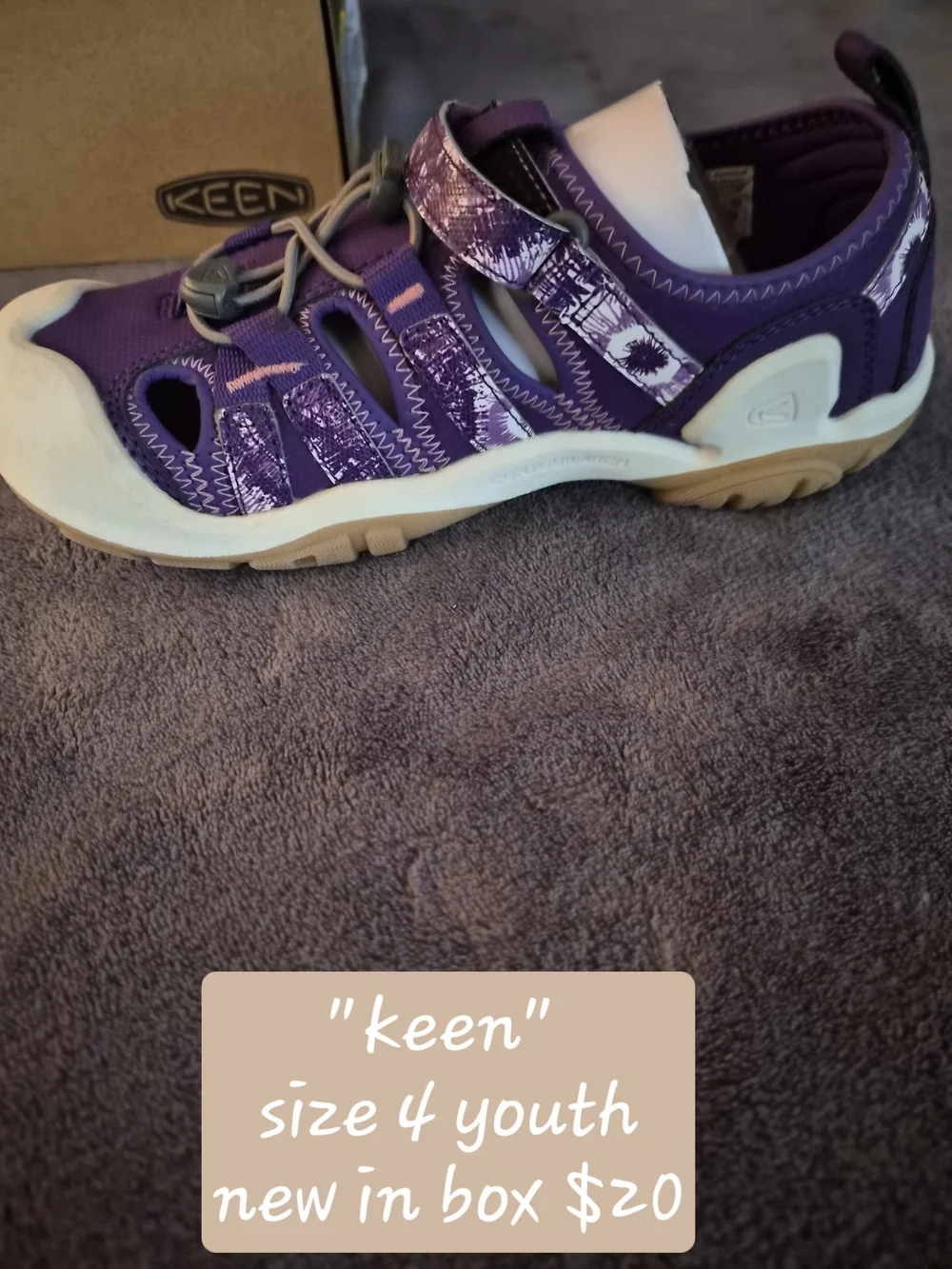 Keen Kids Purple Closed-Toe Sandal with Cream Toe